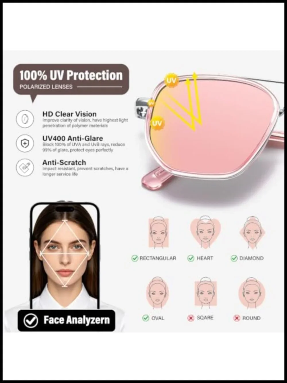 Polarized Aviator Sunglasses with UV Protection Metal Frame